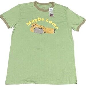 Pusheen Ringer Tee Maybe Later tshirt. Women’s/men’s.